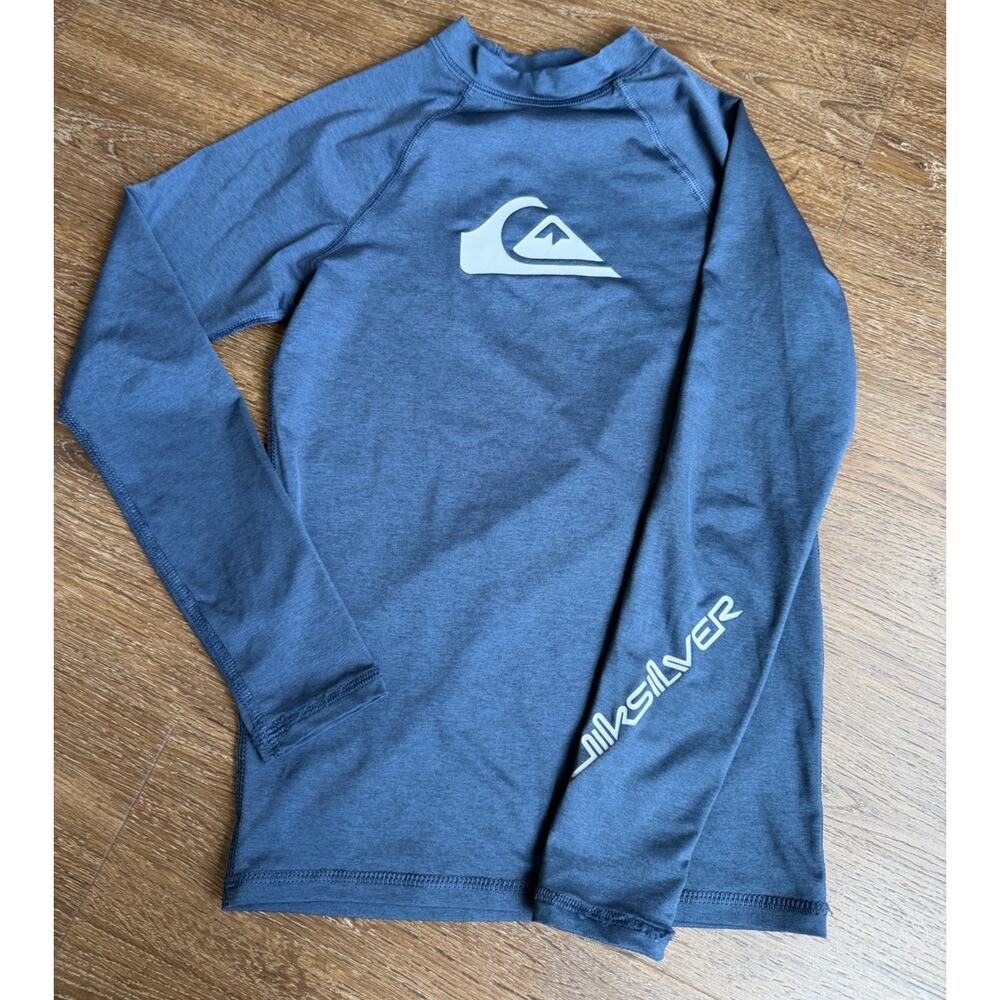 Quiksilver Boys Long Sleeve Logo Rash Guard Swim Top Spf Size M